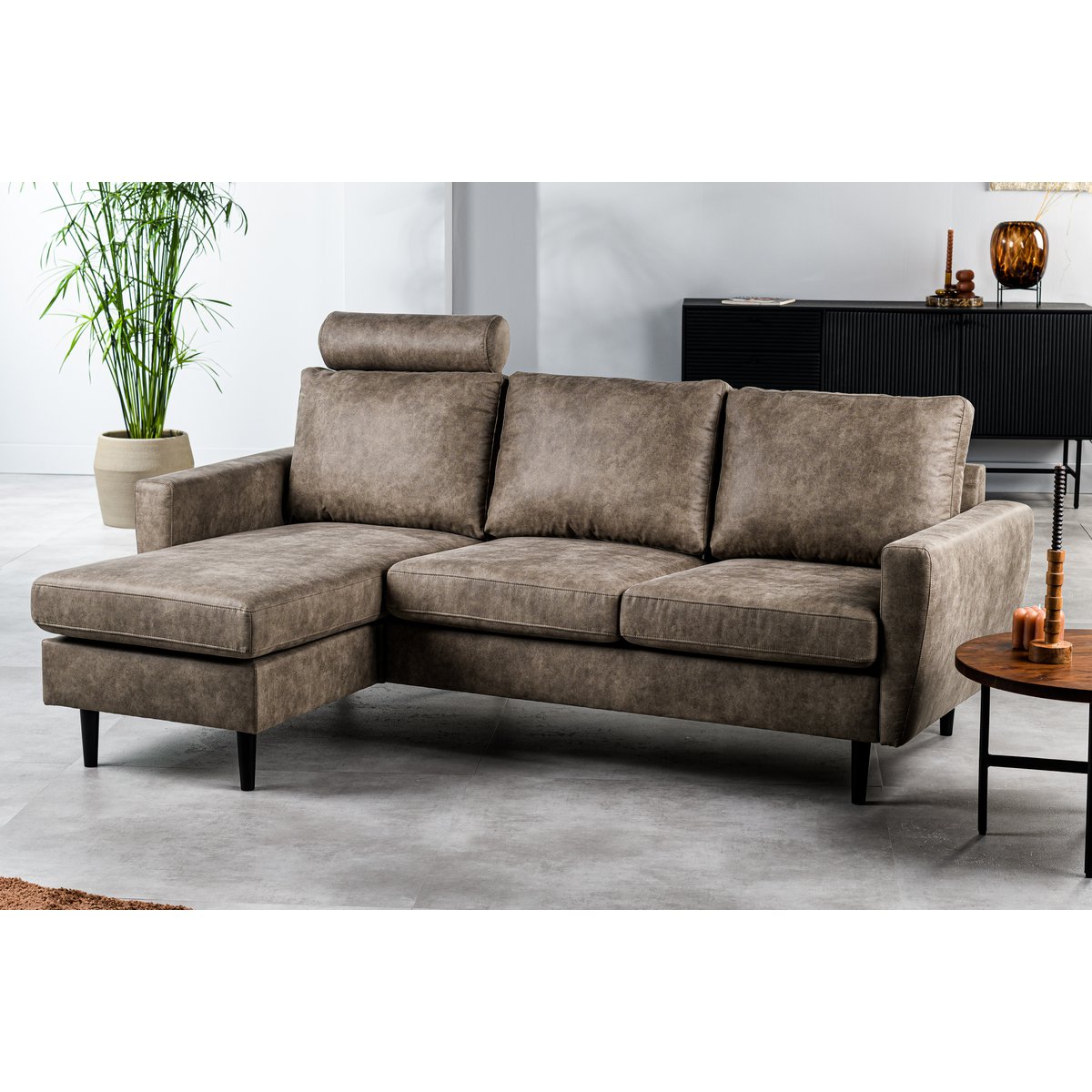 3 seater sofa cl l+r, with headrest in savannah fabric, s520 taupe