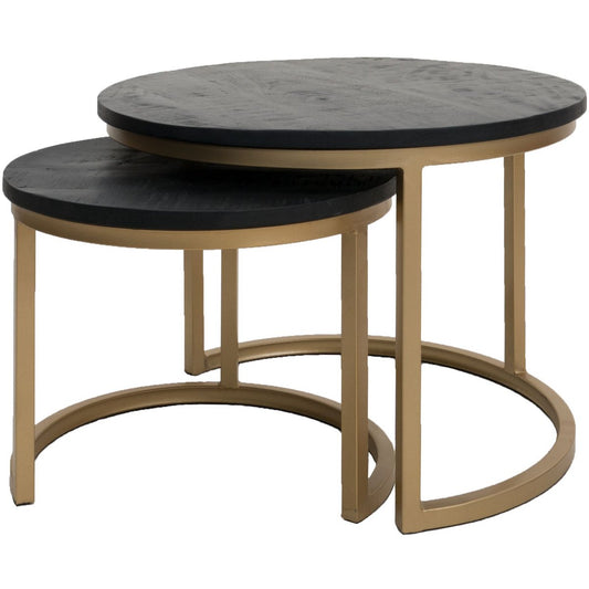 Bart coffee table - Set of 2 - Black top - Gold base