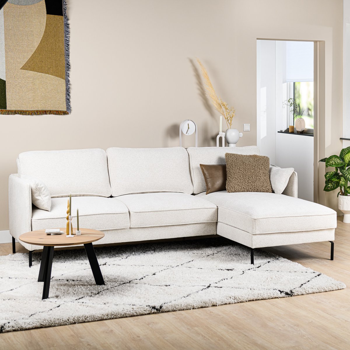 3-seater sofa cl right, fabric heaven, h920 natural