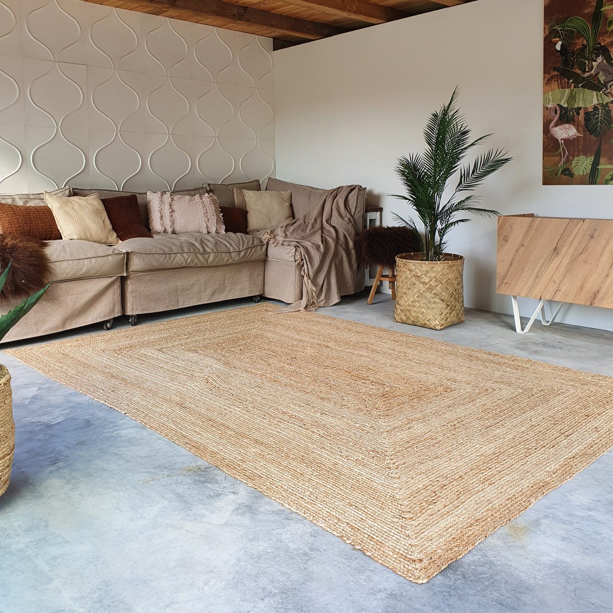 jute rug rectangle natural 200x290cm
