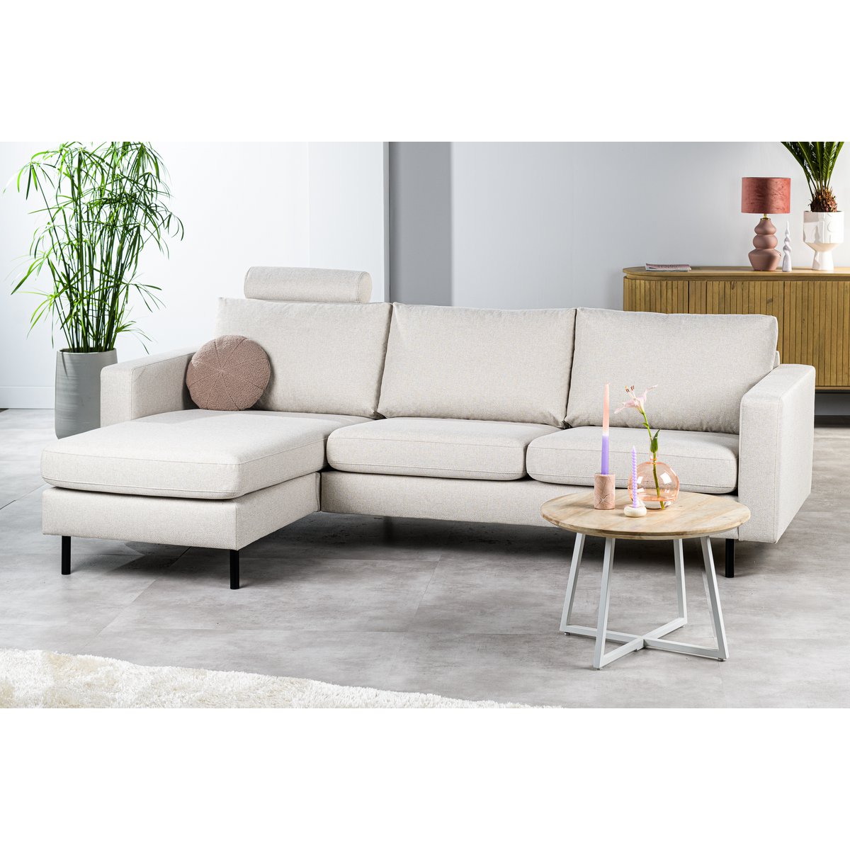 3 seater sofa cl l+r, with headrest, dillon fabric, d820 ivory