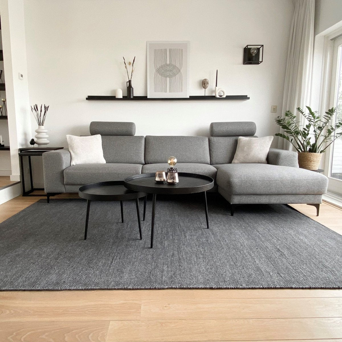 wool rug dark gray 140x200cm