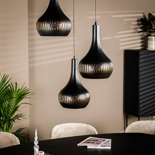 Pendant lamp, 3-light, H340 black