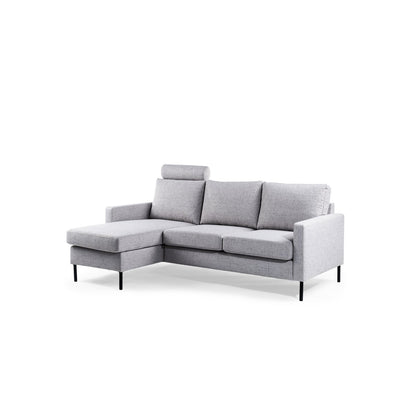 3 seater sofa CL L+R, with headrest, Valente fabric, V311 grey