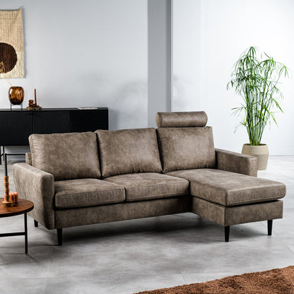 3 seater sofa CL L+R, with headrest in Savannah fabric, S520 taupe