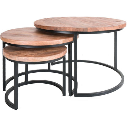 Coffee Table Set of 3 - Industrial Coffee Table Set Jan - Mango Wood