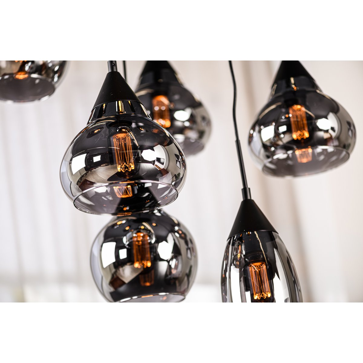 hanglamp, 9-lichts, h340 rookglas