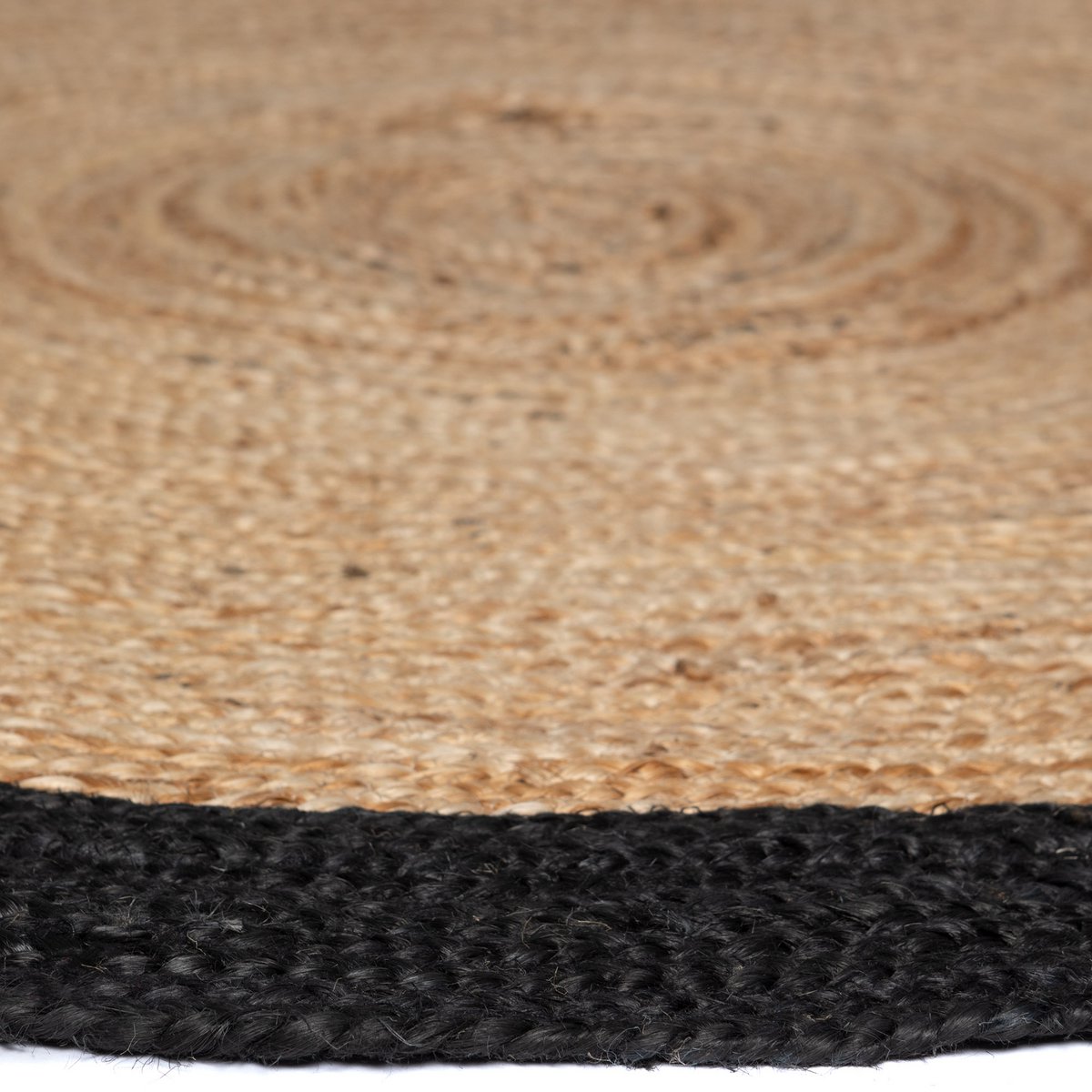 round jute rug natural/anthracite with border 120cm