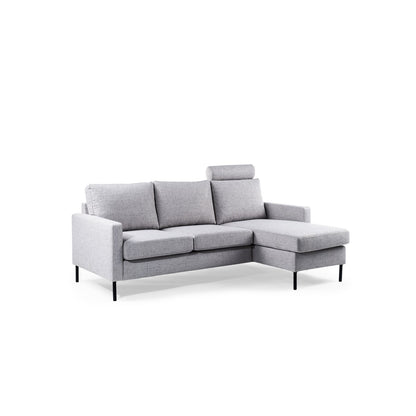 3 seater sofa CL L+R, with headrest, Valente fabric, V311 grey