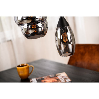 Hanglamp, 9-lichts, H340 rookglas