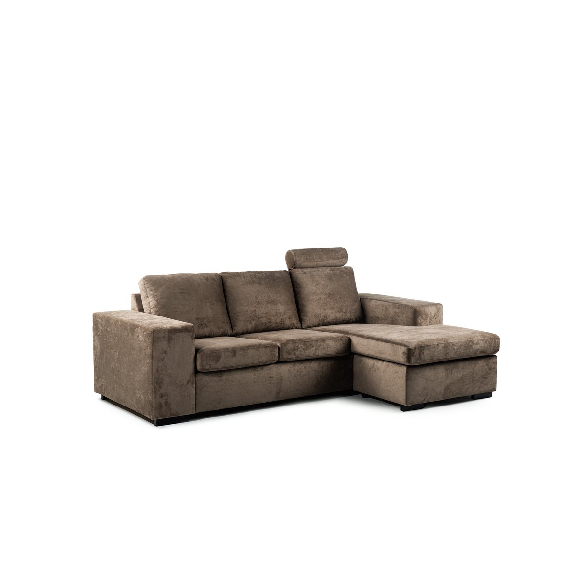 3 seater sofa cl l+r, with headrest, hotel chique fabric, h430 brown