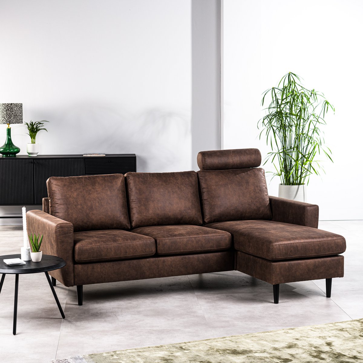 3 seater sofa cl l+r, with headrest, savannah fabric, s430 brown