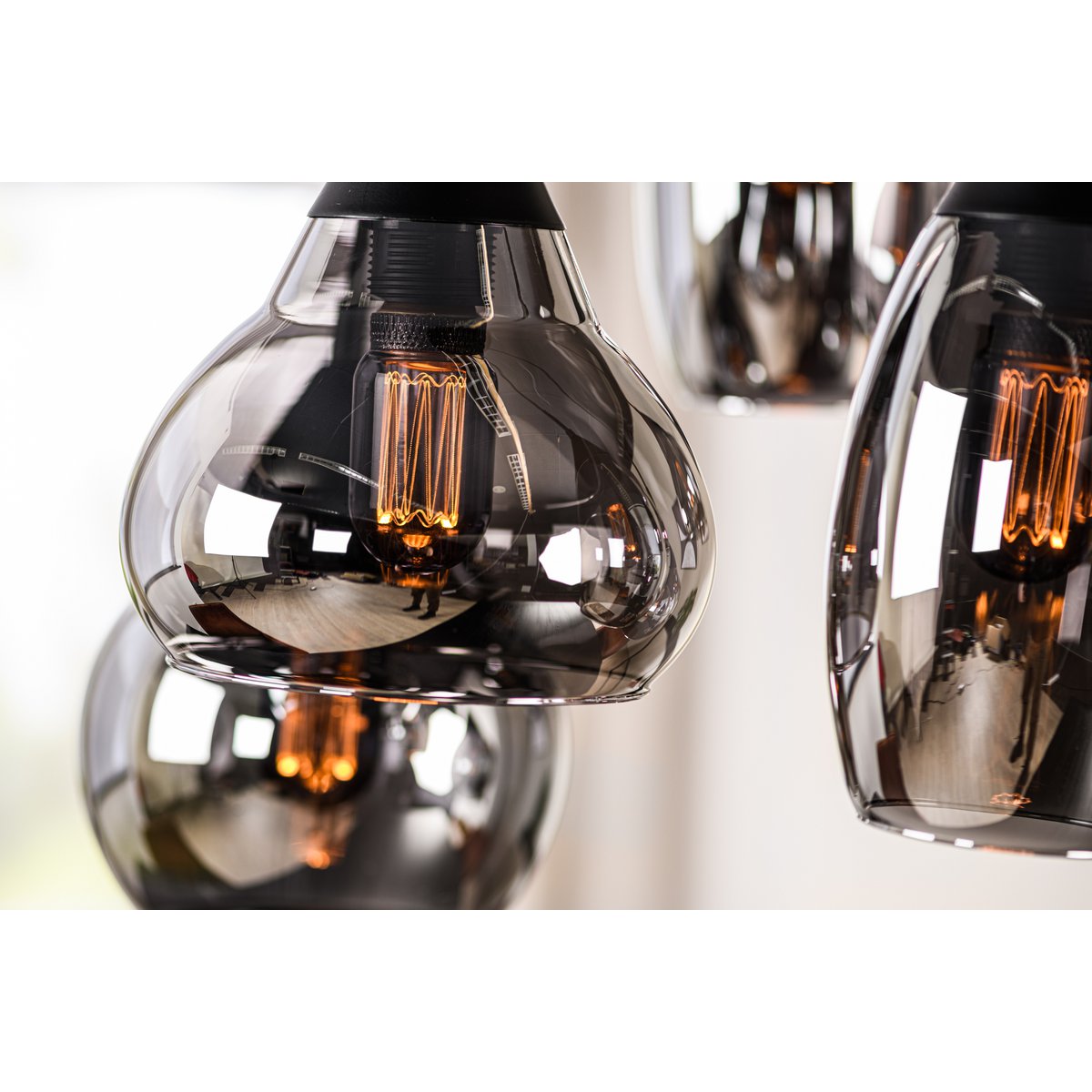 hanglamp, 6-lichts, h340 rookglas