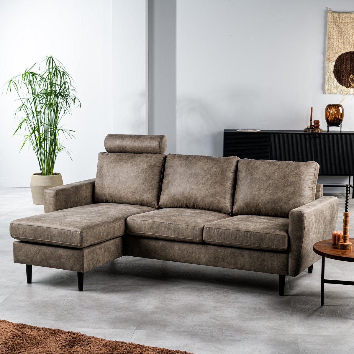 3 seater sofa cl l+r, with headrest in savannah fabric, s520 taupe