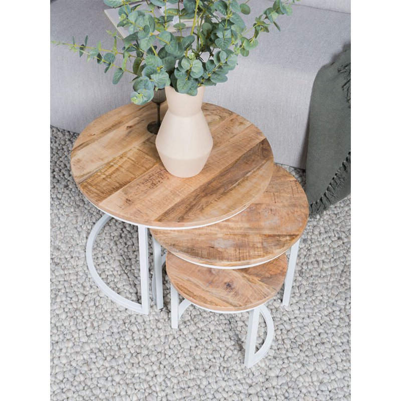 coffee table set of 3 - industrial coffee table set jan - white