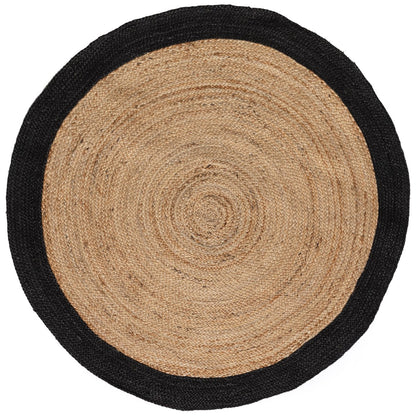 Round jute rug Natural/Anthracite with border 120cm