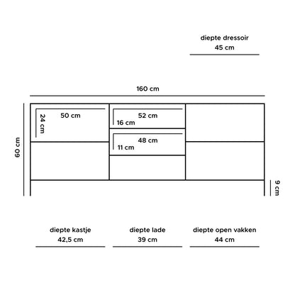 TV Dresser Luuk Black Mango Wood 160 cm