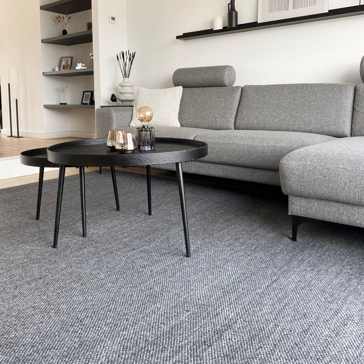 wool rug dark gray 200x290cm