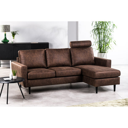 3 seater sofa CL L+R, with headrest, Savannah fabric, S430 brown