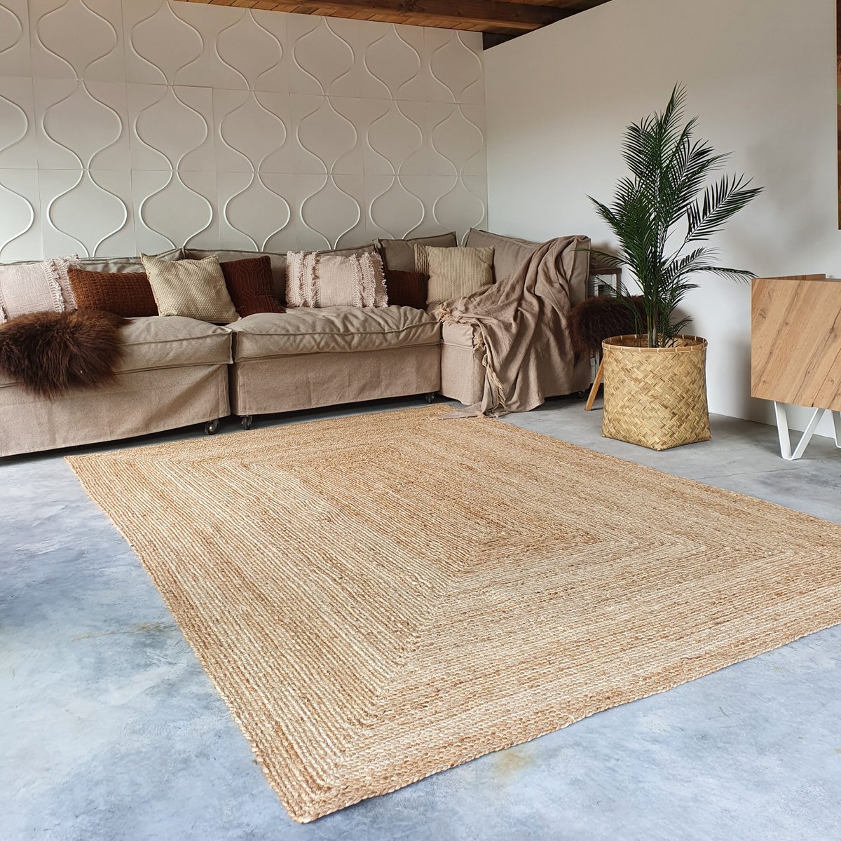 jute rug rectangle natural 140x200cm