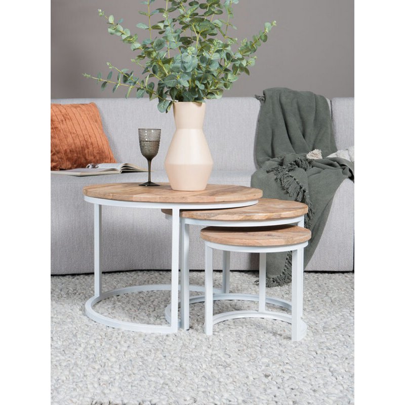 coffee table set of 3 - industrial coffee table set jan - white