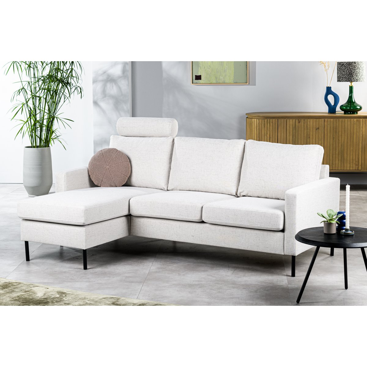 3-seater sofa cl l+r, with headrest, valente fabric, v920 natural