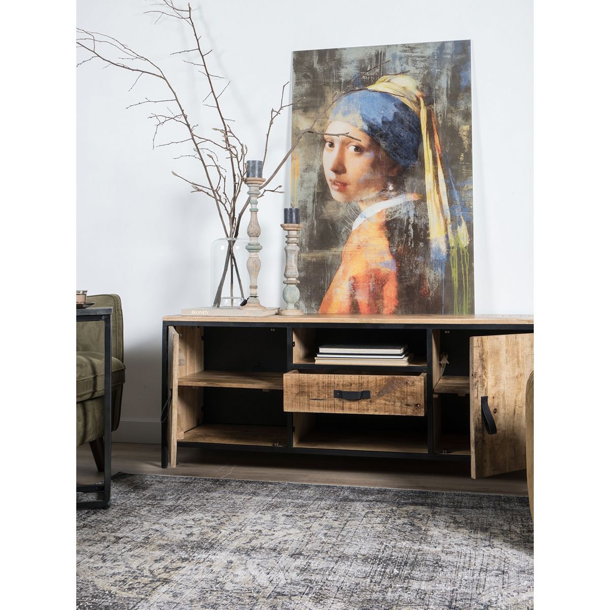 tv dressoir luuk hout 160 cm