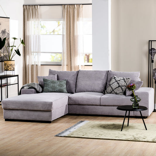 3 seater sofa CL left, fabric RIB, RIB311 grey