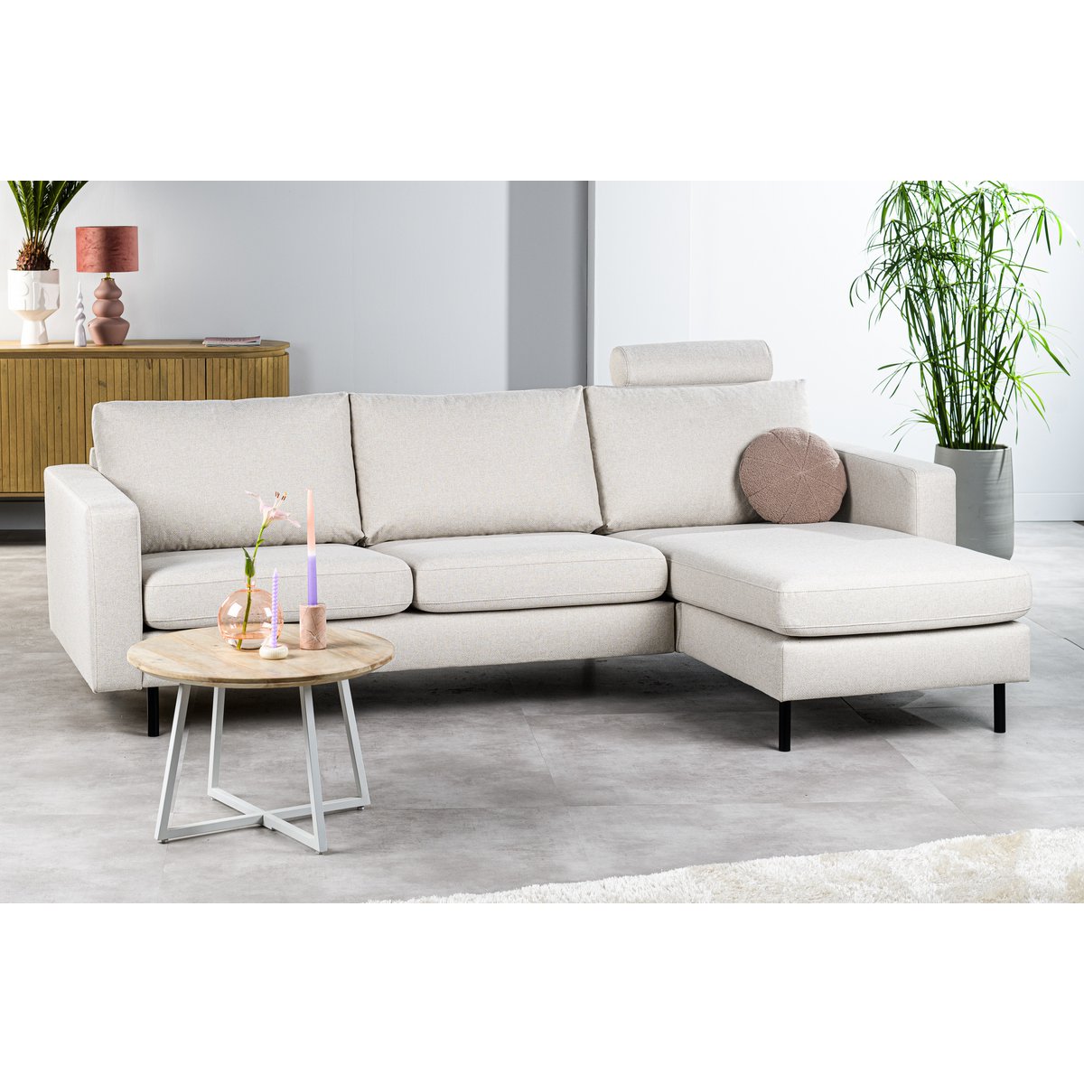 3 seater sofa cl l+r, with headrest, dillon fabric, d820 ivory