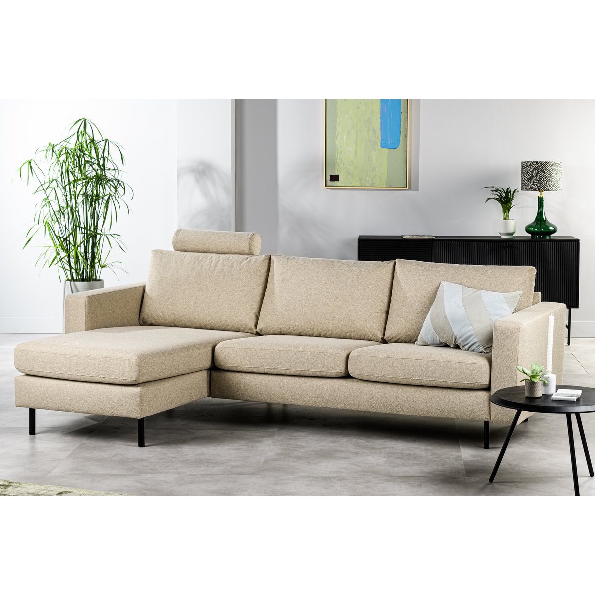 3 seater sofa cl l+r, with headrest, dillon fabric, d460 beige