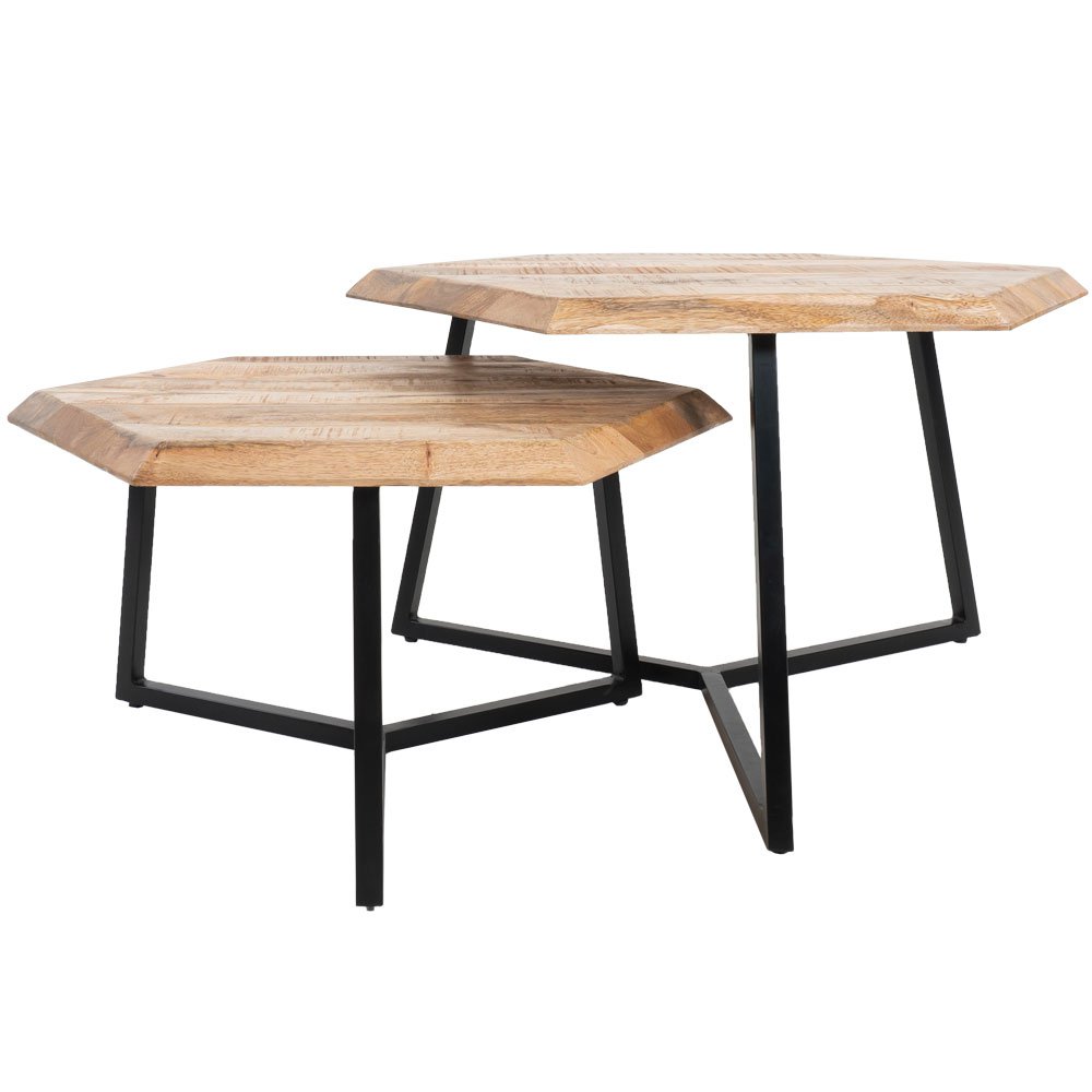 coffee table kiara - set of 2 - octagonal tables - mango wood