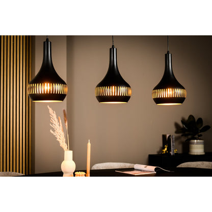 Pendant lamp, 3-light, H340 black