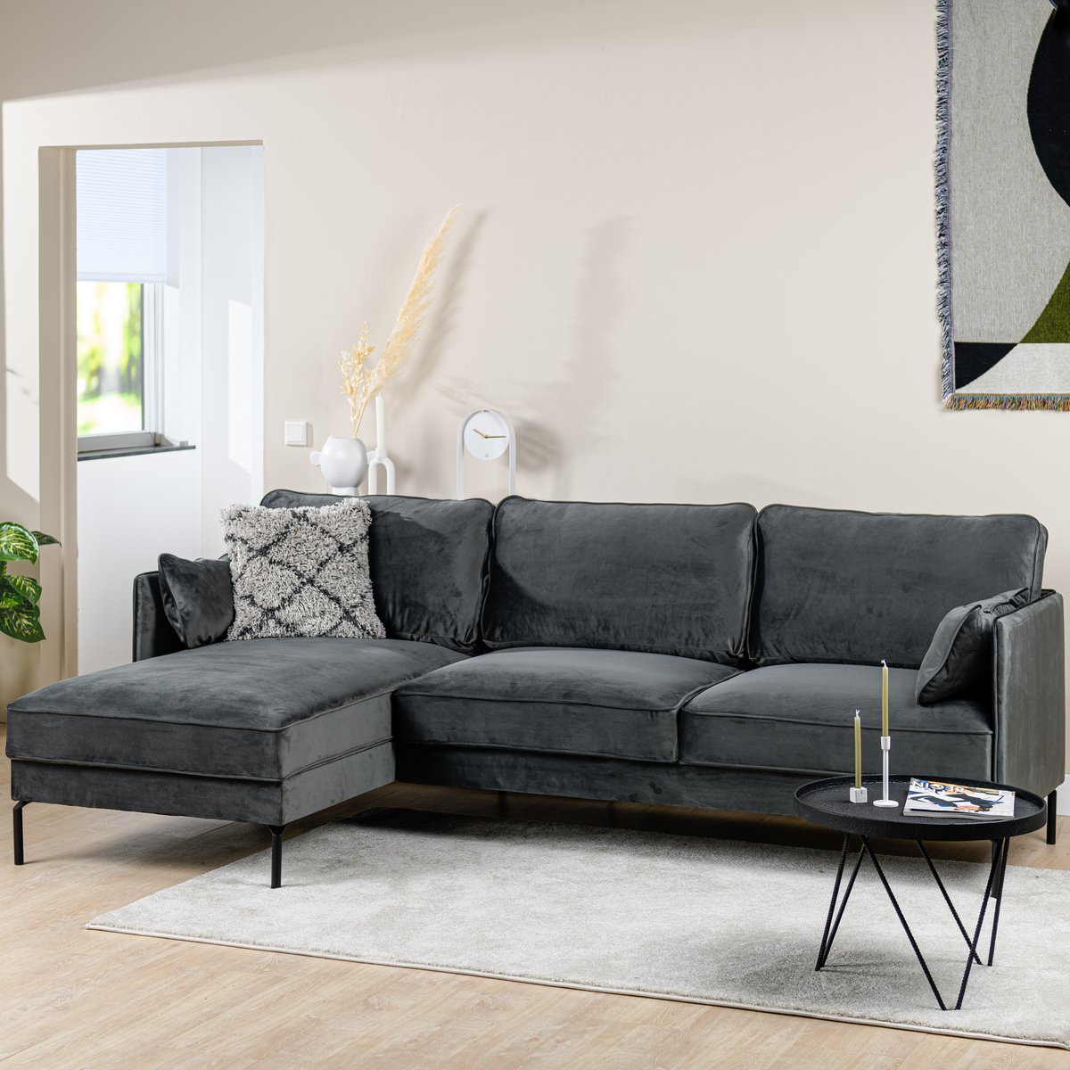 3 seater sofa cl left, fabric fashion velvet, f411 dark gray