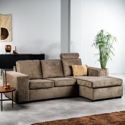 3 seater sofa CL L+R, with headrest, Hotel Chique fabric, H430 brown