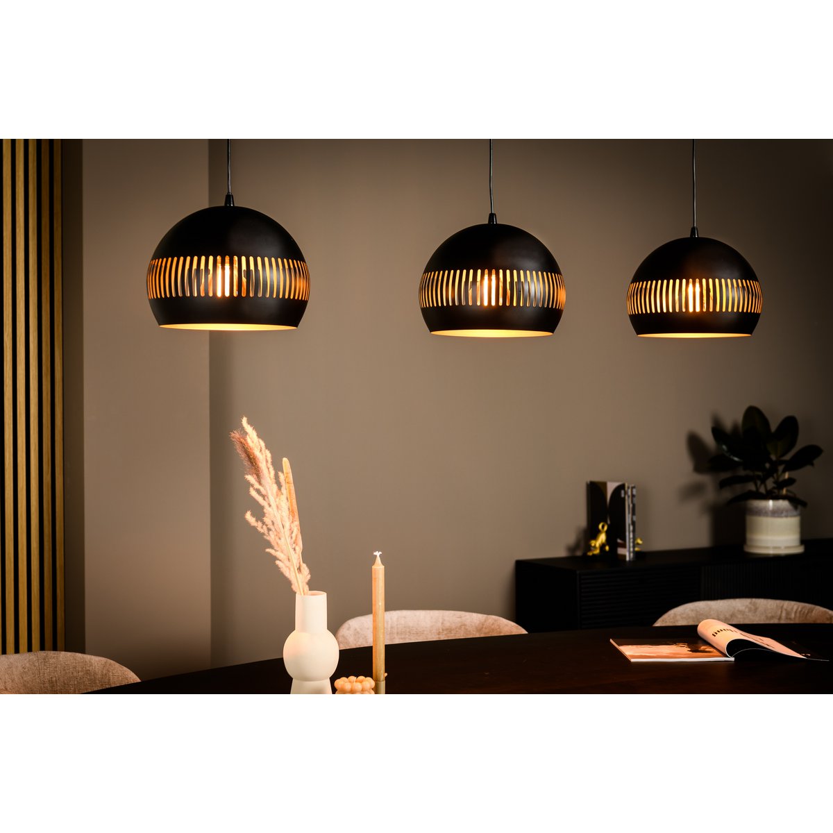 pendant lamp, 3-light, h340 black