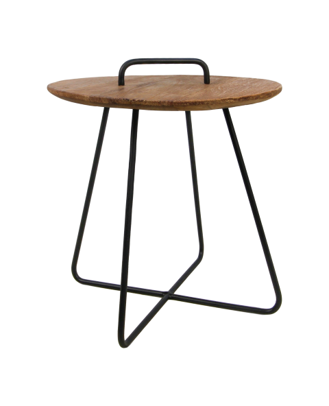 side table madison - 45x45x50 - natural/black - teak/metal