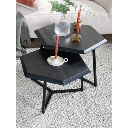 Kiara Coffee Table - Set of 2 - Octagonal Tables - Black Mango Wood