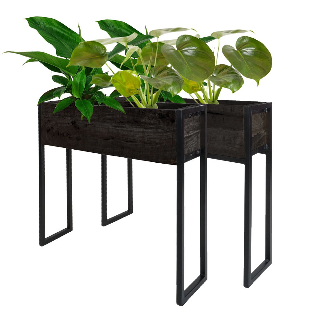 planter faab black mango wood – set of 2