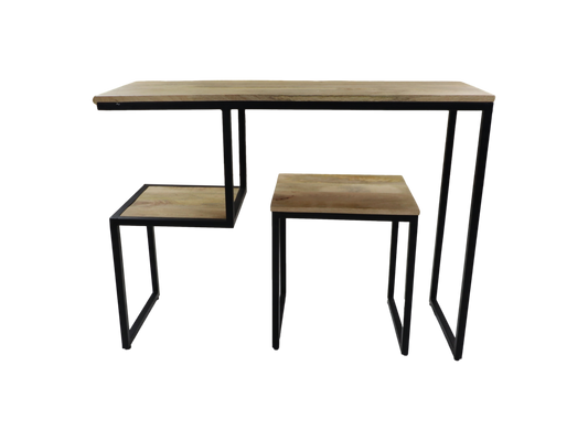 Console tafel - 100x35x75 - Naturel/zwart - Mangohout/ijzer