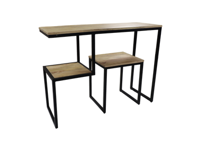 Console tafel - 100x35x75 - Naturel/zwart - Mangohout/ijzer