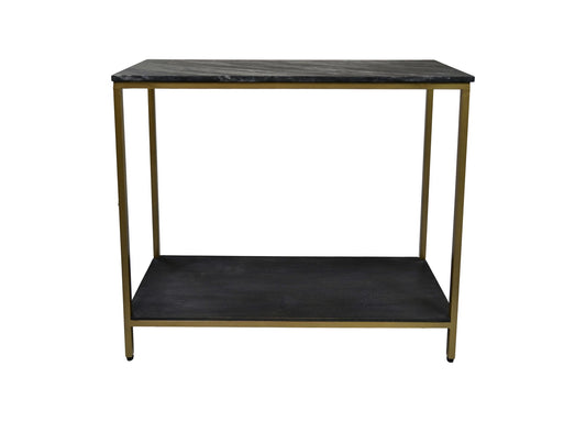 Console table - 100x35x86 - Black/gold - Marble/metal/mango wood