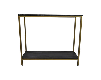 Console tafel - 100x35x86 - Zwart/goud - Marmer/metaal/mangohout