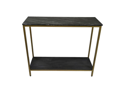 Console tafel - 100x35x86 - Zwart/goud - Marmer/metaal/mangohout