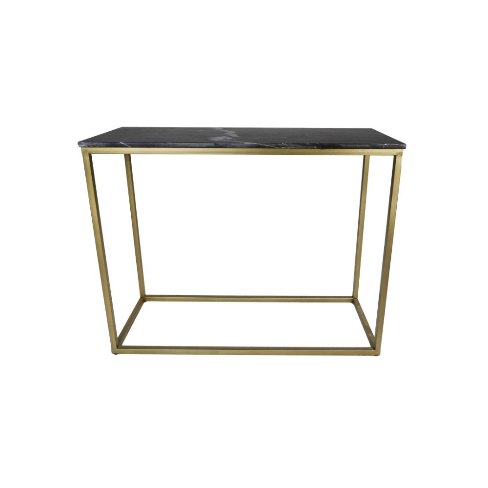 console tafel marseille - 100x35x75 - zwart/goud - marmer/metaal