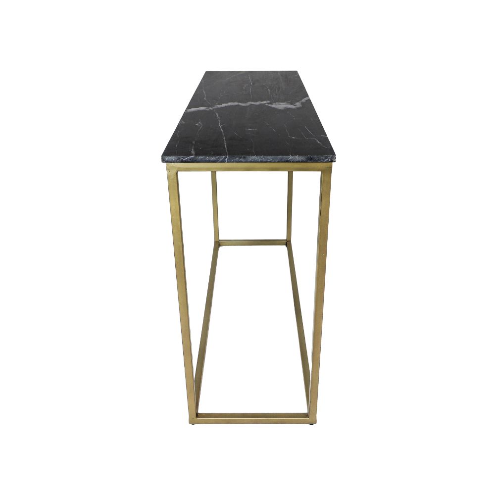 console tafel marseille - 100x35x75 - zwart/goud - marmer/metaal