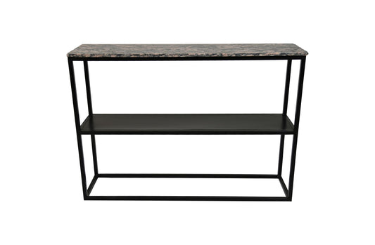 Console tafel Marseille - 120x32x85 - Bruin/zwart - Marmer/metaal