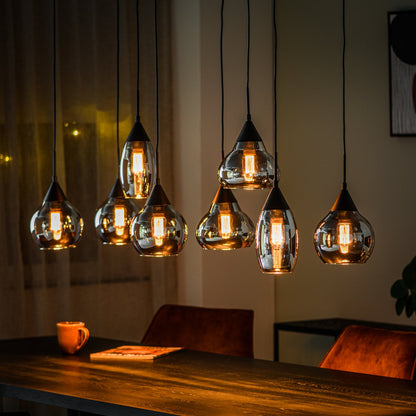 Hanglamp, 8-lichts, H340 rookglas