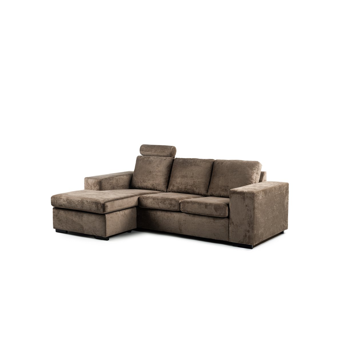 3 seater sofa cl l+r, with headrest, hotel chique fabric, h430 brown