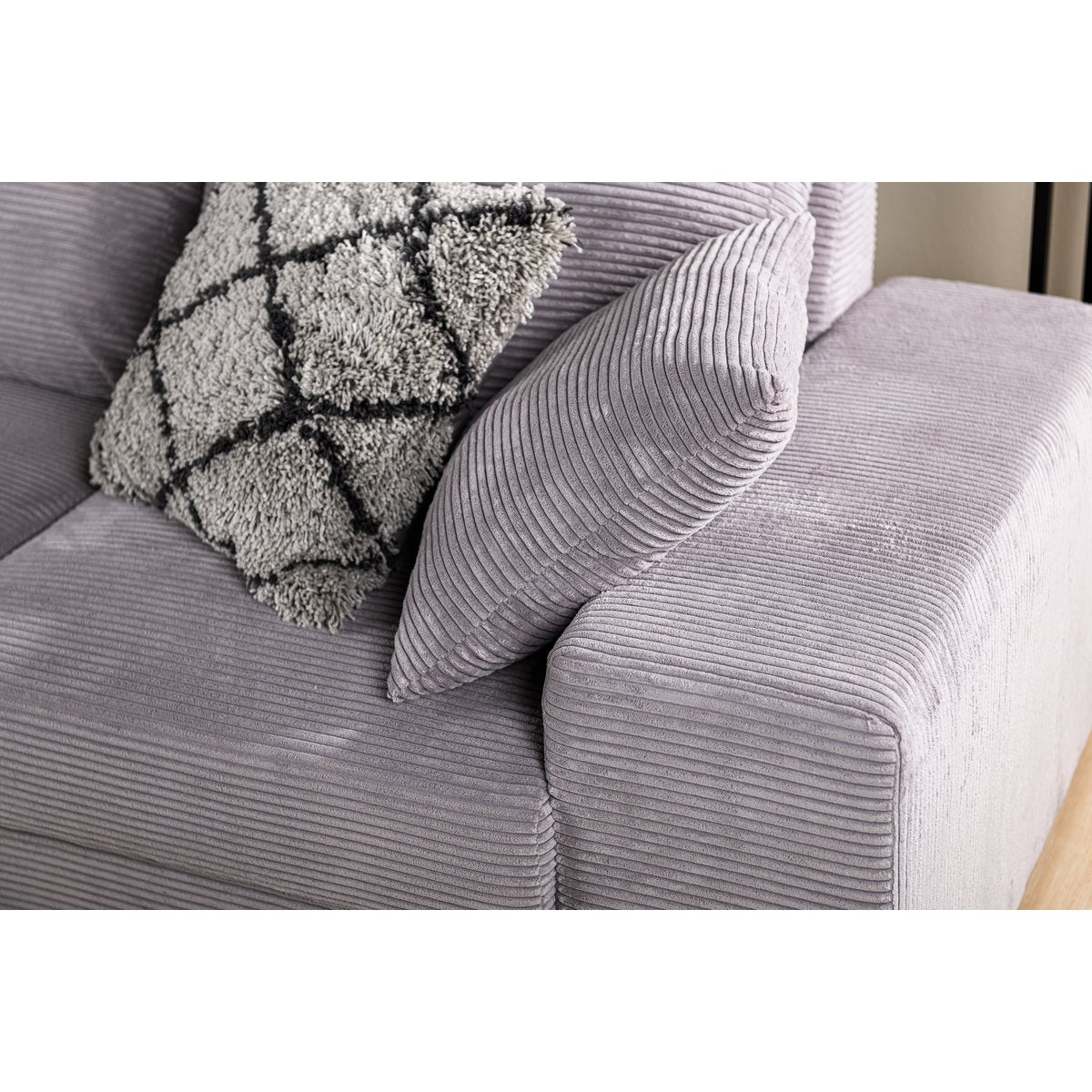 3 seater sofa cl left, fabric rib, rib311 grey