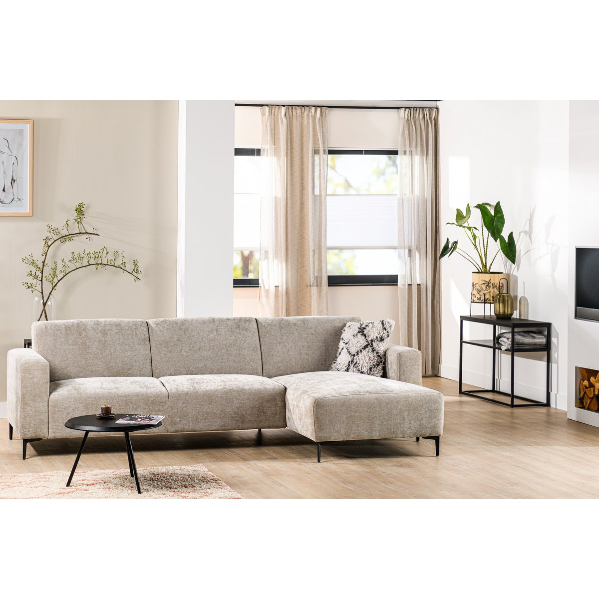 3 seater sofa cl right, fabric rowan, r520 taupe